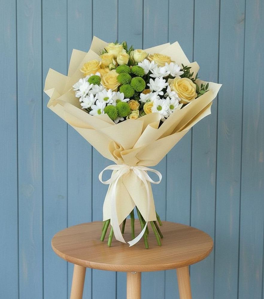 Букет цветов из: Хризантемы и Розы в Котляревской