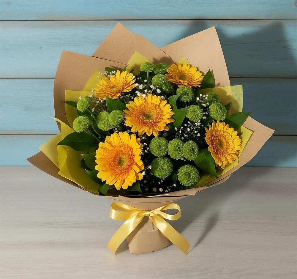 Букет цветов из: Герберы и Хризантемы в Котляревской