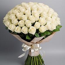 Букет 101 беля роза Белоснежка в Котляревской