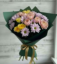 Букет цветов из:  Хризантемы и Розы в Котляревской