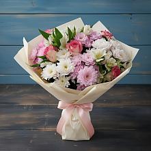 Букет цветов из:  Хризантемы, Альстромерии и Розы в Котляревской