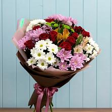 Букет цветов из:  Розы, Хризантемы и Альстромерии в Котляревской