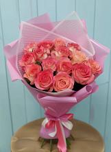Букет 15 Розовых роз Равель в Котляревской