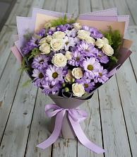 Букет цветов из:  Хризантемы и Розы в Котляревской