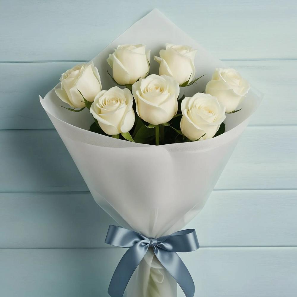 Букет 7 Белых роз Эдлесс Лав в Котляревской