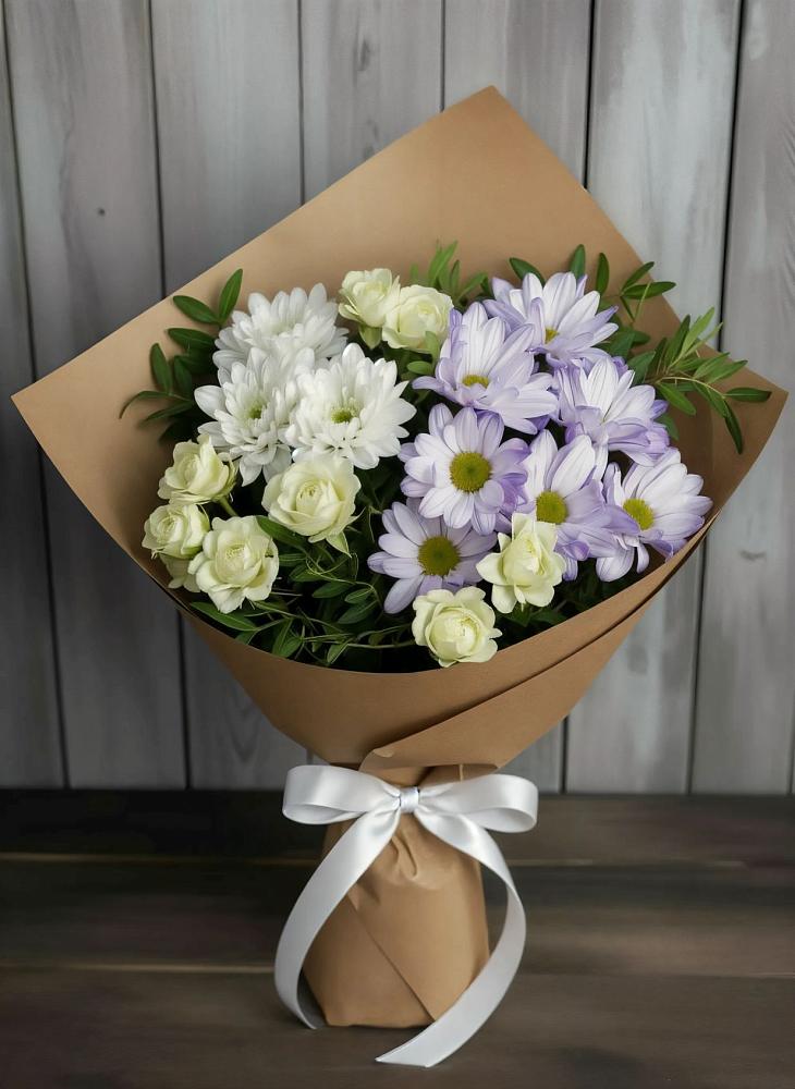 Букет цветов из: Хризантемы и Розы в Котляревской